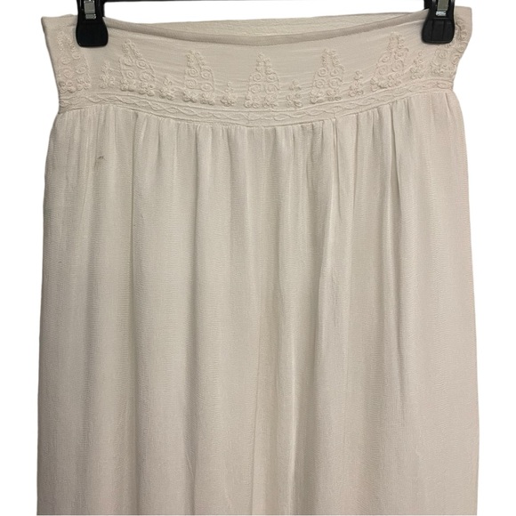 ZARA Maxi Shirt Crinkle Chiffon Pull On Embroidered Waist/Hem Lined Size Small - Picture 4 of 10